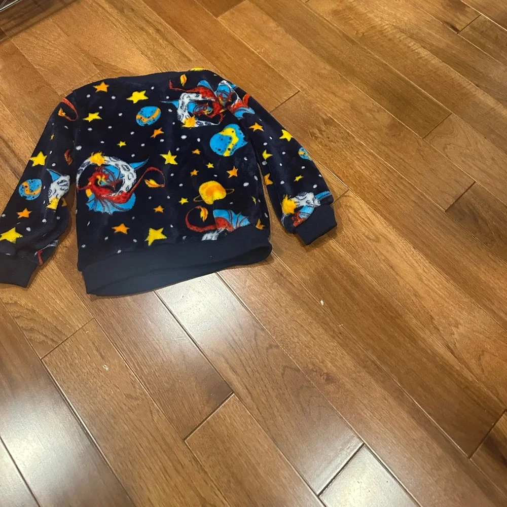 Cozy Boys’ 3T-4T Fleece Pajama Set – Space Print